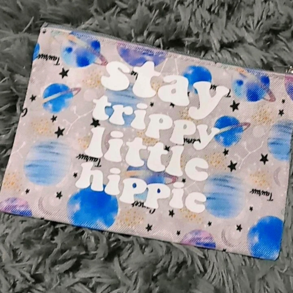 Stay trippy little hippy makeup bags